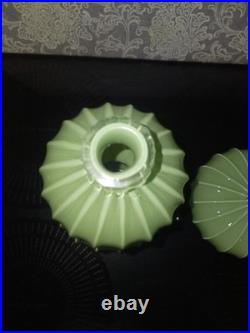 Rare Mid-Century Modern Fluted Gourd Shaped Glass Vase And Single Gourd Sister