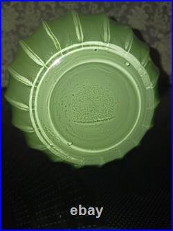 Rare Mid-Century Modern Fluted Gourd Shaped Glass Vase And Single Gourd Sister