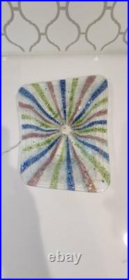 Rare Mid Century Modern Higgins Art Glass Textured Tray