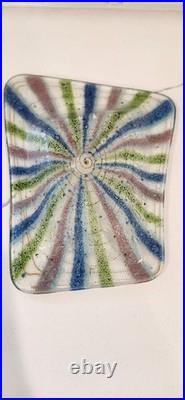 Rare Mid Century Modern Higgins Art Glass Textured Tray