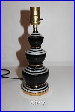 Rare Mid Century Modern Hollywood Regency Black, White and Gold Gilt Lamps