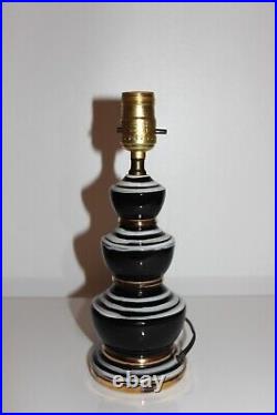 Rare Mid Century Modern Hollywood Regency Black, White and Gold Gilt Lamps