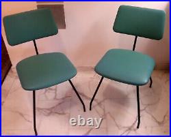 Rare Mid Century Modern Italian Set of Two Black Iron Chairs 1960s