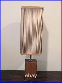 Rare Mid-Century Modern Japanese Teak Table Lamp 1950s-60s, Fiberglass Shade Rare Mid-Century Modern Japanese Teak Table Lamp 1950s-60s, Fiberglass Shade