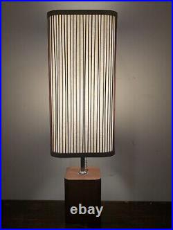 Rare Mid-Century Modern Japanese Teak Table Lamp 1950s-60s, Fiberglass Shade Rare Mid-Century Modern Japanese Teak Table Lamp 1950s-60s, Fiberglass Shade