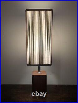 Rare Mid-Century Modern Japanese Teak Table Lamp 1950s-60s, Fiberglass Shade Rare Mid-Century Modern Japanese Teak Table Lamp 1950s-60s, Fiberglass Shade