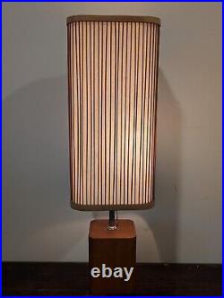 Rare Mid-Century Modern Japanese Teak Table Lamp 1950s-60s, Fiberglass Shade Rare Mid-Century Modern Japanese Teak Table Lamp 1950s-60s, Fiberglass Shade