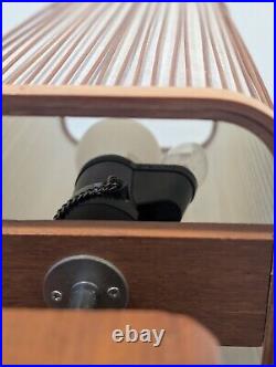 Rare Mid-Century Modern Japanese Teak Table Lamp 1950s-60s, Fiberglass Shade Rare Mid-Century Modern Japanese Teak Table Lamp 1950s-60s, Fiberglass Shade