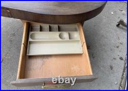 Rare Mid Century Modern Kidney Shaped Desk Walnut Topped