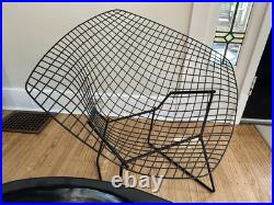 Rare Mid Century Modern Lounge Diamond Chair Harry Bertoia Knoll Black with Top