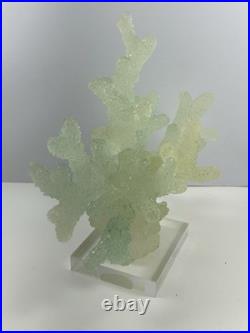 Rare Mid Century Modern MCM Frosted Lucite Coral Sculpture On Base Marine Life