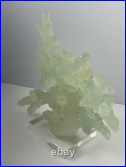 Rare Mid Century Modern MCM Frosted Lucite Coral Sculpture On Base Marine Life