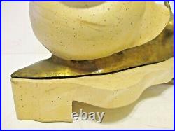 Rare Mid-Century Modern Morris Greenspan Brass Ceramic Wood Snail Accent Lamp
