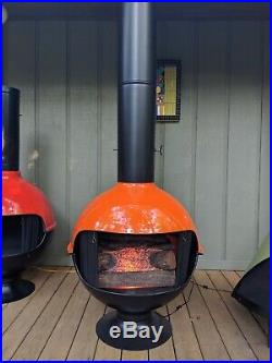 Rare Mid Century Modern Orange Round Ball Freestanding Cone Fireplace Malm Retro