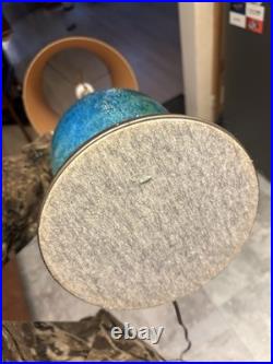 Rare Mid Century Modern Peacock Blue Etruscan Glaze Royal Haeger lamp 1960s-Work
