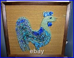 Rare Mid-Century Modern Pottery Rooster Wall Hanging, Holiday Ceramics, LA Calif