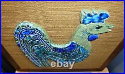 Rare Mid-Century Modern Pottery Rooster Wall Hanging, Holiday Ceramics, LA Calif