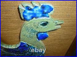 Rare Mid-Century Modern Pottery Rooster Wall Hanging, Holiday Ceramics, LA Calif Rare Mid-Century Modern Pottery Rooster Wall Hanging, Holiday Ceramics, LA Calif