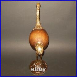 Rare Mid Century Modern SARREID Spain 18 Wood & Brass OSTRICH Bird Sculpture