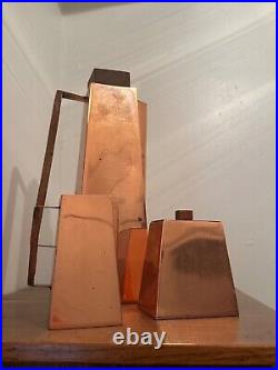 Rare Mid Century Modern SPV Denmark Copper & Teak 3pc Coffee/Tea Set Rare Mid Century Modern SPV Denmark Copper & Teak 3pc Coffee/Tea Set