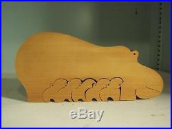 Rare Mid Century Modern Swiss Vintage Wood Naef Spielzeug Hippo Nesting Puzzle
