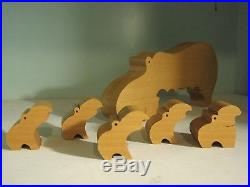 Rare Mid Century Modern Swiss Vintage Wood Naef Spielzeug Hippo Nesting Puzzle