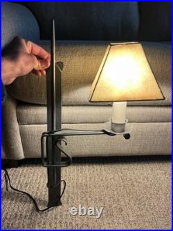 Rare Mid Century Modern Wall Light Fixture Metal Swivel Leather