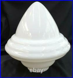Rare Mid Century Modern White Torpedo Acorn Design Pendant Glass Shade Globe