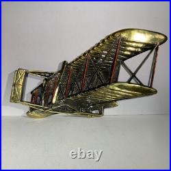 Rare Mid Century Modern Wright Flyer Airplane Metal Wall Art Hanging Japan