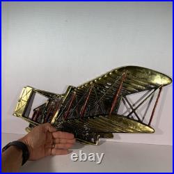 Rare Mid Century Modern Wright Flyer Airplane Metal Wall Art Hanging Japan