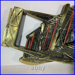Rare Mid Century Modern Wright Flyer Airplane Metal Wall Art Hanging Japan