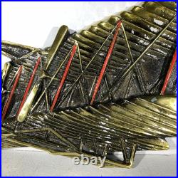 Rare Mid Century Modern Wright Flyer Airplane Metal Wall Art Hanging Japan