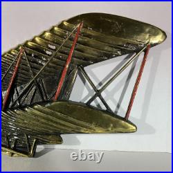Rare Mid Century Modern Wright Flyer Airplane Metal Wall Art Hanging Japan