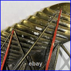 Rare Mid Century Modern Wright Flyer Airplane Metal Wall Art Hanging Japan