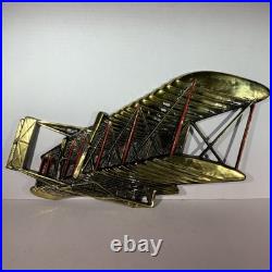 Rare Mid Century Modern Wright Flyer Airplane Metal Wall Art Hanging Japan