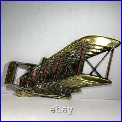 Rare Mid Century Modern Wright Flyer Airplane Metal Wall Art Hanging Japan
