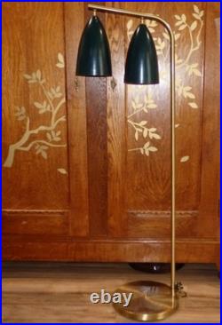 Rare Mid Century Nordic Modern 1948 GRETA GROSSMAN Green & Gold FLOOR LAMP