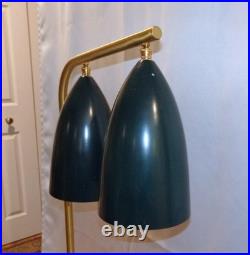 Rare Mid Century Nordic Modern 1948 GRETA GROSSMAN Green & Gold FLOOR LAMP