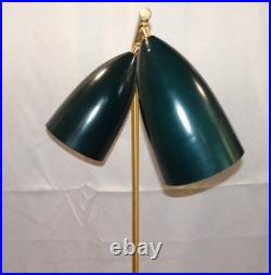 Rare Mid Century Nordic Modern 1948 GRETA GROSSMAN Green & Gold FLOOR LAMP