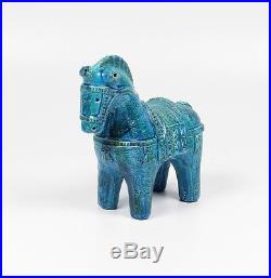 Rare Mid Century Rimini Blue Bitossi Ltd Ed Ceramic Horse -Glazed