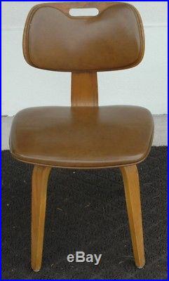 Rare Mid Century Thonet Plywood Chair with Vinyl Seat & Back Eames Era
