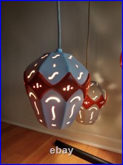 Rare Mid-century Modern 3 Ceramic Globes Teak Wood Ceiling Mount Light Fixture Rare Mid-century Modern 3 Ceramic Globes Teak Wood Ceiling Mount Light Fixture