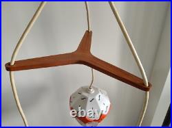 Rare Mid-century Modern 3 Ceramic Globes Teak Wood Ceiling Mount Light Fixture Rare Mid-century Modern 3 Ceramic Globes Teak Wood Ceiling Mount Light Fixture