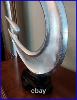 Rare Mid-century Modern Large Abstract Silver Flying Fire Sculpture Brancusi