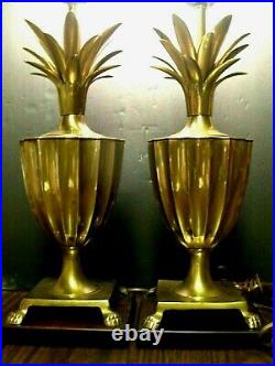 Rare Mid-century Pair Frederick Cooper Chicago Brass Pineapple Lamps