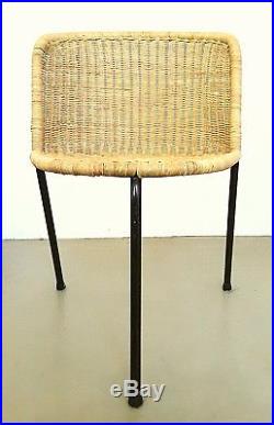 Rare Modernist Wicker Chair 1955 3-legged Helmut Magg Albini Franco Legler Era