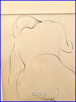 Rare Original 1965 William Saltzman Pen & Ink Nude Study on Paper Mid Century