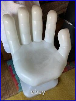 Rare Original 1970s MCM Plastic Hand Chair White Sturdy Full Size 35 Tall