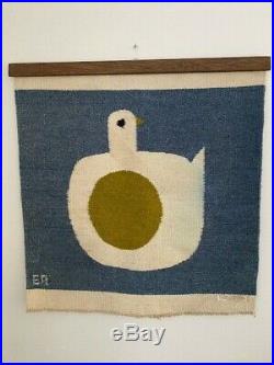 Rare Original Evelyn Ackerman Tapestry Duck Mid-Century Wall Hanging Wool