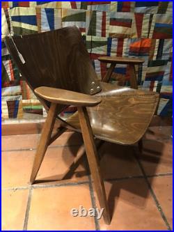 Rare Original Mid Century Modern Niko Kralj Beech Captain's Chair Lupina Label